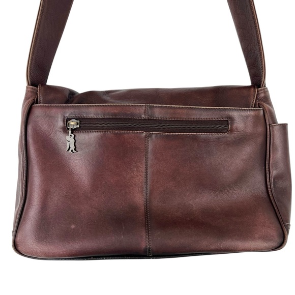 Vintage American Angel Leather Shoulder Bag Brown Flap - Picture 3 of 16